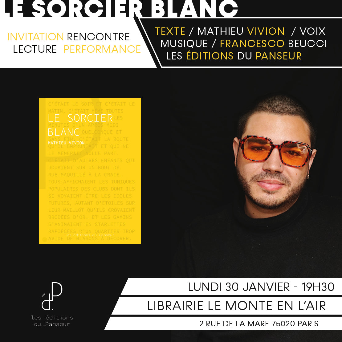 // Invitation soirée littéraire / Lundi 30 janvier à la librairie Le monte en l'air - Paris //